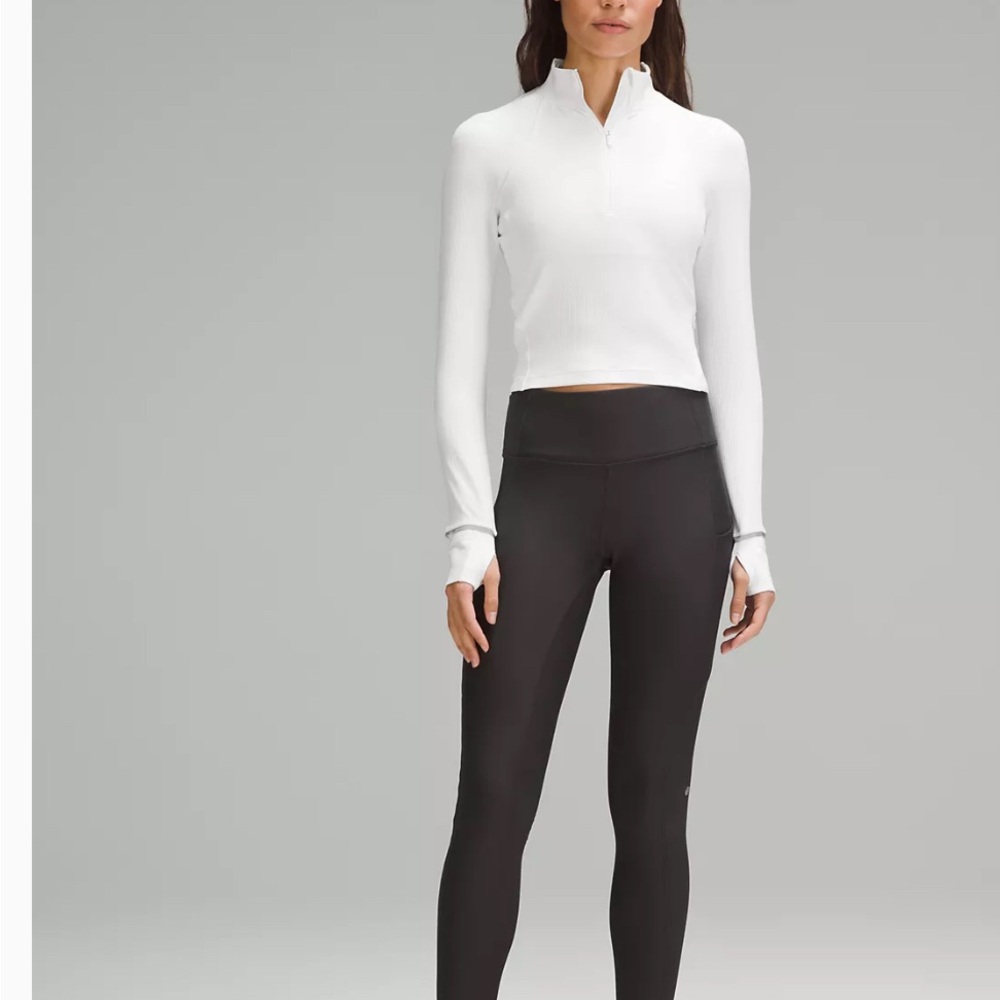 Lululemon - It's Rulu Ribbed Cropped Half Zip Light Vaspor - Size 14